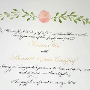 Aquarell Rose kundenspezifische Heiratsurkunde