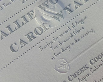 Silver Letterpress and Blind Deboss Ampersand Wedding Invitations