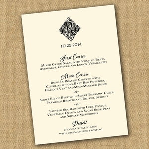 Dépôt de menu de mariage typographique pour le menu