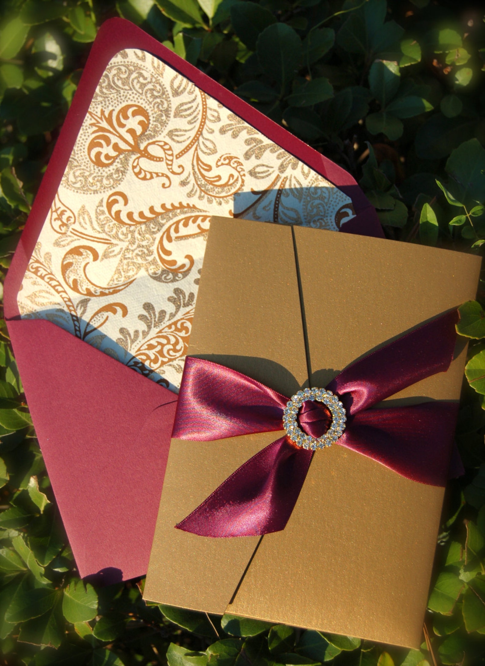 Burgundy and Gold Wedding Invitation Letterpress Wedding - Etsy