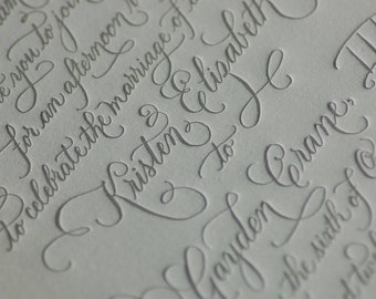 Invitaciones de boda personalizadas con caligrafía e impresión tipográfica DEPÓSITO