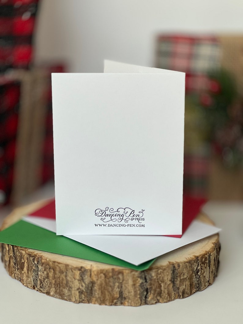 Christmas Cards Featuring Calligraphy Christmas Tree in Red Letterpress image 5