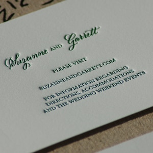 Wedding Invitation in Forest Green, Letterpress wedding invitations, Green Letterpress Wedding Invites image 3