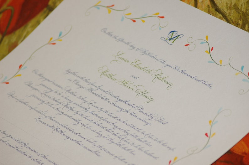 Hand Lettered Quaker Marriage Certificate featuring Hand Calligraphy Deposit imagem 5