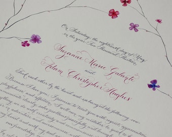 Hand Lettered Quaker Marriage Certificate featuring Hand Calligraphy Deposit