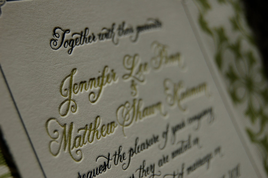 Letterpress Wedding Invitation featuring Hand Calligraphy