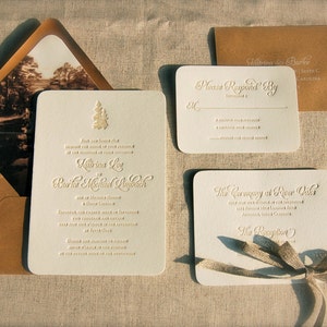 Rustic Letterpress Wedding Invitations DEPOSIT