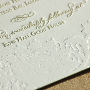 Invitación de boda impresa con caligrafía a mano y diseño de encaje DEPÓSITO