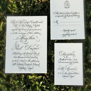 Benutzerdefinierte Kalligraphie Hochzeitseinladungen DEPOSIT