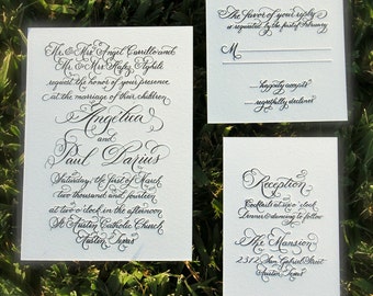 Invitaciones de boda personalizadas con caligrafía e impresión tipográfica DEPÓSITO