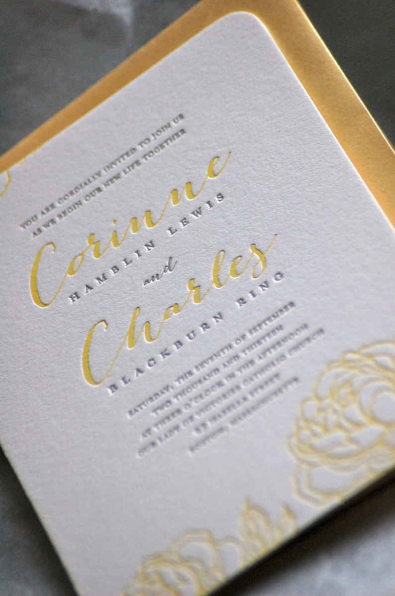 Letterpress Wedding Invitations Deposit Etsy