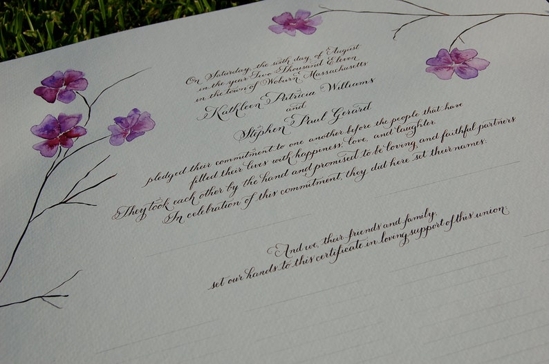 Quaker Marriage Certificate Ketubah featuring Hand Lettered Calligraphy DEPOSIT image 2