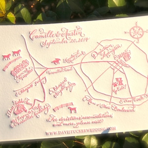 Mapa personalizado, mapa de bodas impreso con tipografía, mapa con caligrafía a mano, mapa de caligrafía