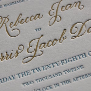 Letterpress Wedding Invitation featuring Hand Calligraphy Names and Monogram DEPOSIT image 2