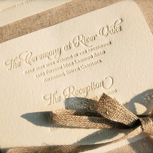 Rustic Letterpress Wedding Invitations DEPOSIT image 2