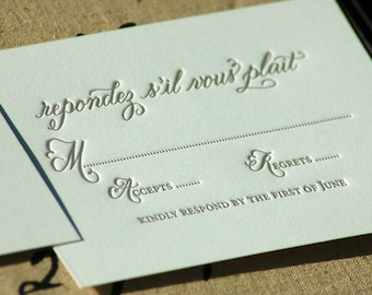 Letterpress Wedding Invitations  DEPOSIT Taupe Blush