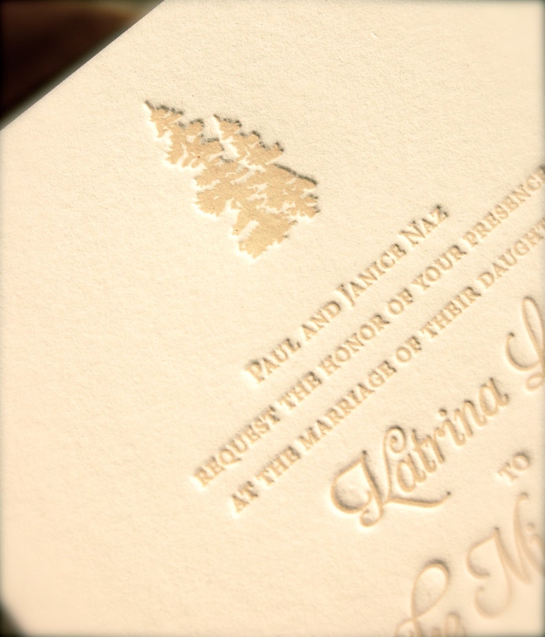 Rustic Letterpress Wedding Invitations DEPOSIT image 4