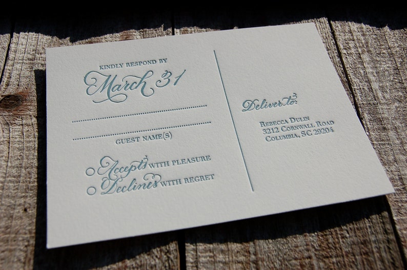 Letterpress Wedding Invitation featuring Hand Calligraphy Names and Monogram DEPOSIT image 4