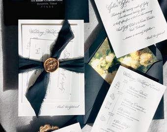 Invitaciones de boda con caligrafía a mano y sobres personalizados