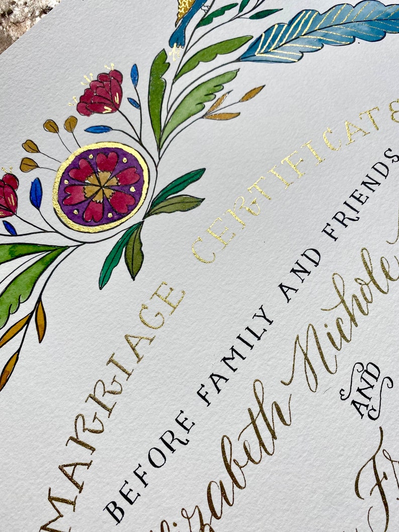 Hand Lettered Quaker Marriage Certificate featuring Hand Calligraphy Deposit image 7