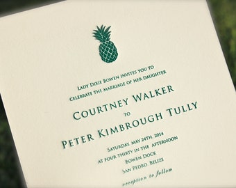 Old Money Wedding Invitation, Green Letterpress Wedding Invitation DEPOSIT
