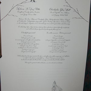 Quaker Marriage Certificate Ketubah featuring Hand Lettered Calligraphy DEPOSIT image 4