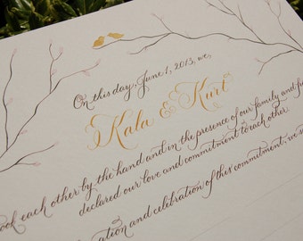 Hand Lettered Quaker Marriage Certificate featuring Hand Calligraphy Deposit