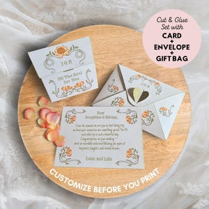 Vintage Art Nouveau Gift Bag & Envelope with Card Set – Printable Cut and Glue Template, Digital Download, Personalize with Corjl, Favor Bag