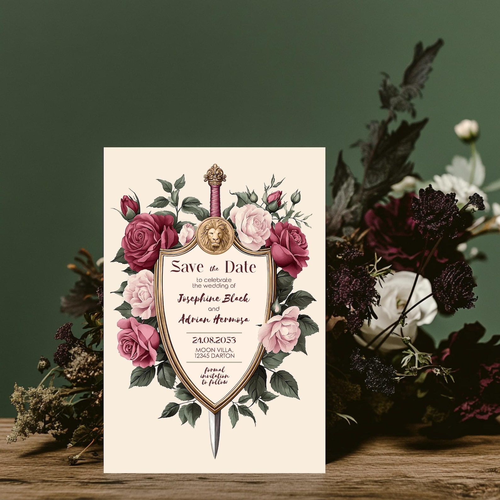 medieval-save-the-date-with-sword-shield-vintage-wedding-invitation