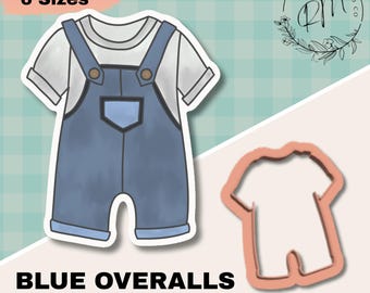 Blue Overalls Cookie Cutter STL – Baby Shower Outfit (Digital File)
