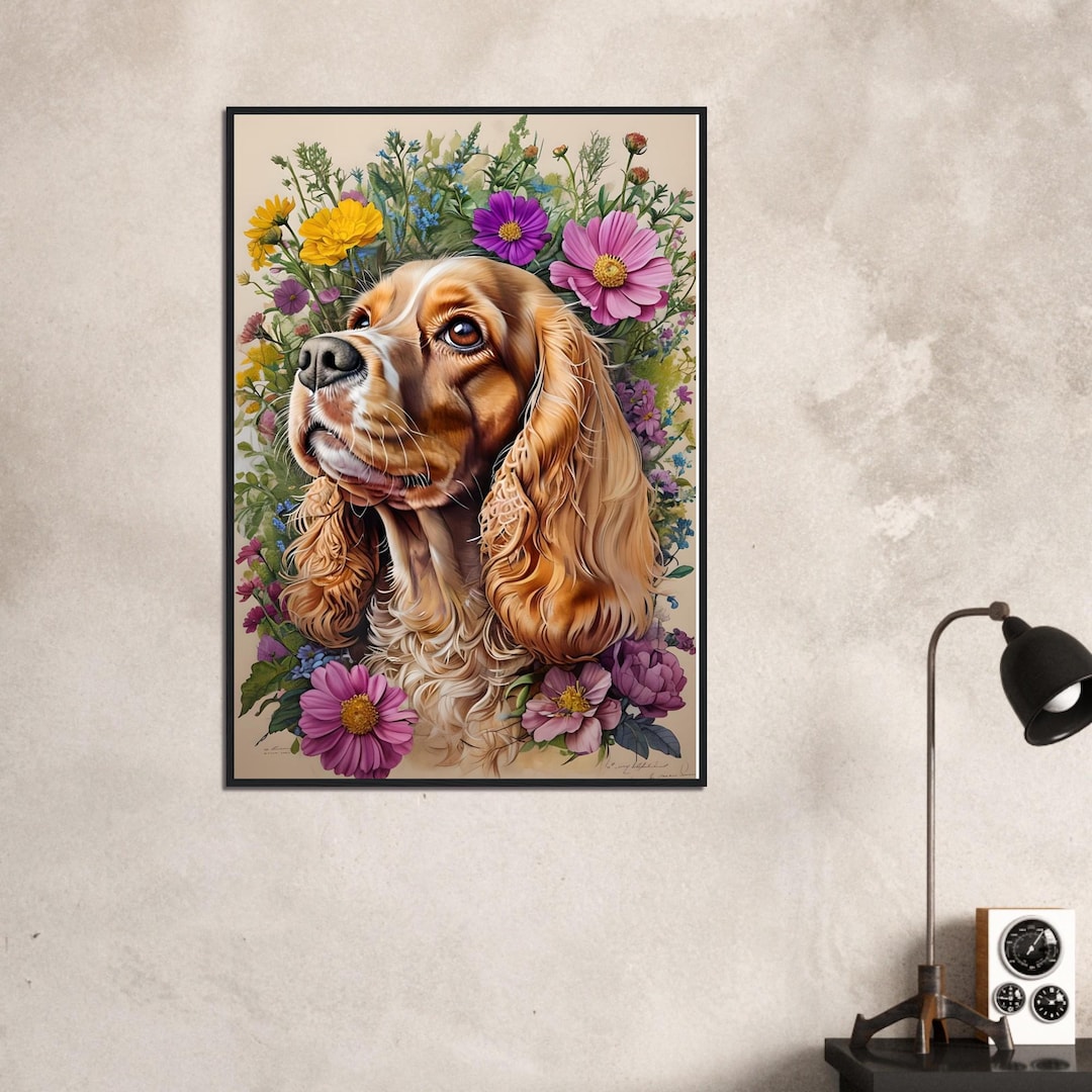Coquette Cocker Spaniel Framed Poster Cute Dog Wall Art for Dog Lovers ...