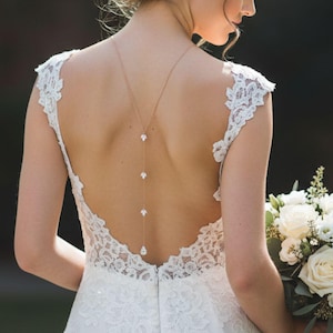 Rose gold Zurück Halskette Zurück Tropfen Halskette Braut Halskette Brautschmuck Rose gold Halskette Einfache Halskette zierliche Halskette