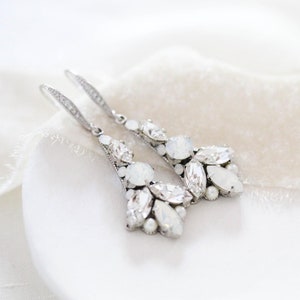 Crystal Bridal earrings Art Deco earrings Vintage style Wedding earrings Opal earrings Bridal jewelry Long crystal earrings