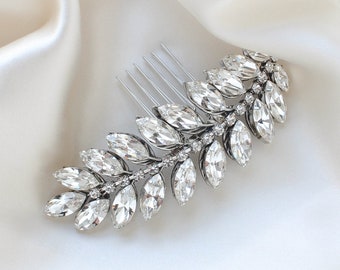 Crystal Bridal hair comb, Bridal hair accessories, Bridal hair piece, Wedding headpiece, Bridal leaf hair piece, Wedding hair piece