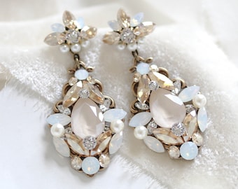 Boucles d'oreilles de mariage pour les mariées, boucles d'oreilles de mariée vintage pour le jour du mariage, boucles d'oreilles lustre de mariée, boucles d'oreilles de déclaration de mariée, bijoux de mariée