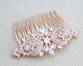 Bridal Hair Comb Crystal Hair Comb Rhinestone Headpiece Wedding Hair Accessories Crystal Veil Clip Art deco hair comb headpiece, EMMA