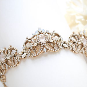 Crystal Wedding tiara crown, Gold Bridal tiara, Wedding headpiece for bride, Tiara for Wedding, Crystal tiara for wedding, White opal tiara