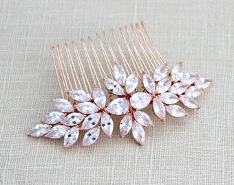 Rose gold hair comb, Bridal hair piece, Bridal hair comb, Wedding hair accessories, Bridal Crystal hair comb, Rose gold Wedding Hair piece