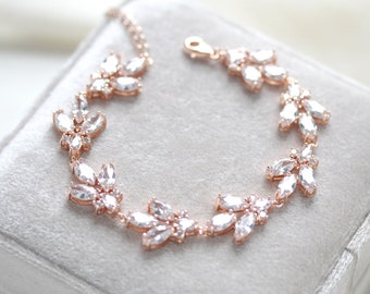 Rose Gold Braut Armband, Hochzeit Schmuck, Tennis Armband, Braut Schmuck, CZ Brautjungfer Armband, Rose Gold Hochzeit Schmuck DIVINE