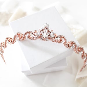 Rose gold tiara, Crystal Bridal tiara, Rose gold Wedding crown, Bridal hair piece Wedding headpiece, Bridal headband