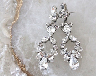 Vintage Long Crystal Style déroulant Dangle Lustre Boucles D/'oreilles Fashion Jewelry