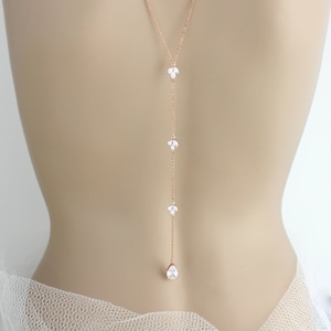 Rose gold Zurück Halskette Zurück Tropfen Halskette Braut Halskette Brautschmuck Rose gold Halskette Einfache Halskette zierliche Halskette