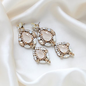 Antique gold Swarovski crystal statement earrings