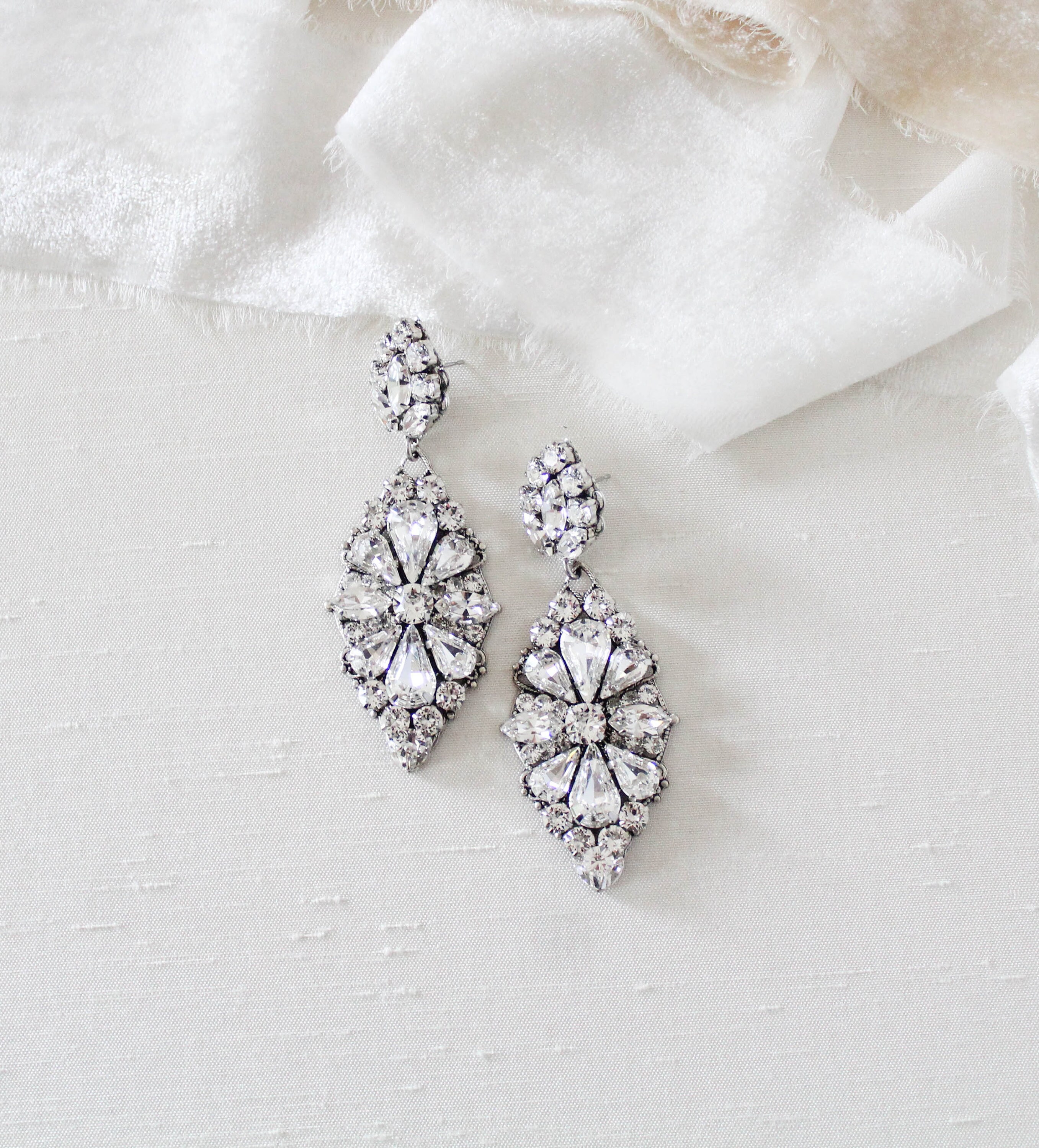 Crystal Bridal Earrings Statement Wedding Earrings Bridal | Etsy