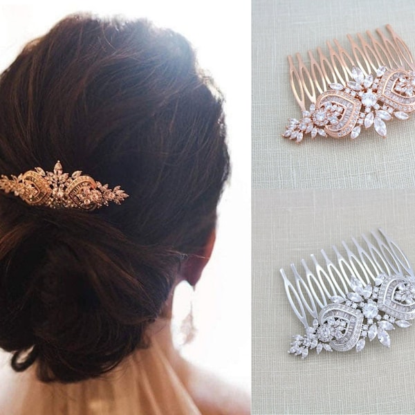 Rose gold hair comb Wedding hair accessory Bridal hair comb Wedding headpiece Rose gold headpiece Hair jewelry Bridal accessory EMMA