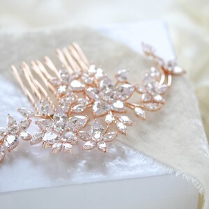 Rose Gold hair comb Bridal hair comb Rose gold headpiece Crystal hair comb Crystal hair comb Wedding headpiece Hair accessories LILY image 7