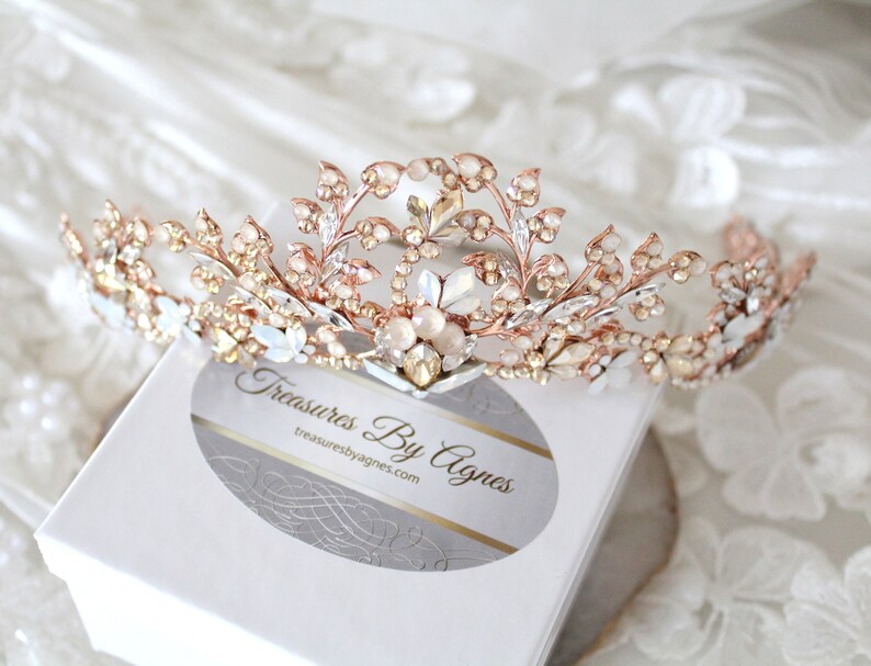 Rose Gold Bridal Tiara Leaf Tiara Rose Gold Wedding Leaf Etsy
