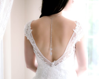 Bridal Backdrop necklace, Rose gold Wedding necklace, Back necklace for wedding, Bridal jewelry, Back jewelry for wedding, Wedding jewelry