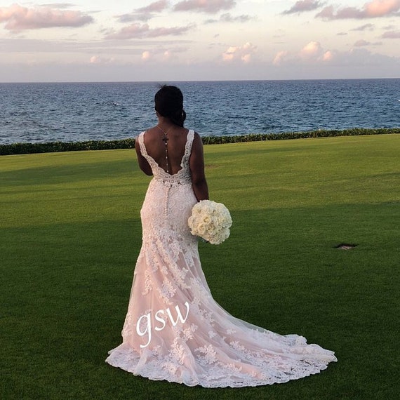 princess polly baby blue dress 20 Backless Wedding Dresses Worn by Real Brides
