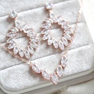 Simple Rose Gold Bridal Necklace Bridal Jewelry Crystal - Etsy